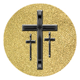 DAROUND 517 BK SH GD Black 3 Crosses Shimmer Gold Background